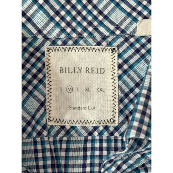 Billy Reid Mens Medium Standard Cut Button Down Blue Multi Plaid Shirt Italy - Picture 8 of 12